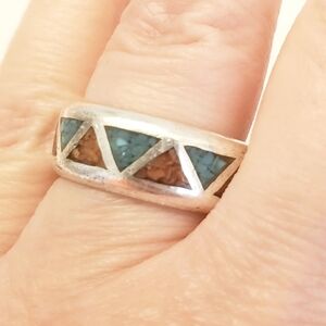 Native American Sterling Silver and Turquoise Ring, Size 9, Vintage